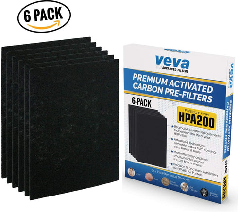 ??VEVA Air Purifier Filter Replacements - 6 Pack Precut & Compatible with Honey-well HPA200 Purifiers - Premium Activated Carbon Pre-Filters...
