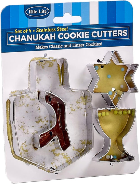 Rite Lite Chanukah Dreidel, Menorah, & Star of David Cookie Cutters Set, Perfect Hanukkah Gift, Hanukkah Cooking Accessories, Hanukkah Baking Set,...