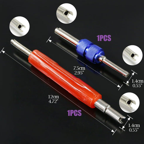 Swpeet 78Pcs R12 R134a Valve Cores Repair Kit, Including Assortment R12 R134a Air Conditioning Valve Core Refrigeration Tire Stem Cap with Remover...