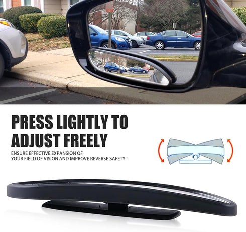 2 PCS Car Rearview Mirror Blind Spot Mirror, 5.23" x 1.18" ABS Shell Adjustable Convex Reversing Auxiliary Mirror, 3M Adhesive Backing for Easy In...