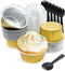 Disposable Ramekins, Gold 30pcs 5oz Mini Aluminium Foil Baking Cups with Lids Creme Brulee Cupcake Liners, Desert Cheesecake Pans Flan Molds for P...