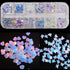 LuckForever 2 Boxes Chunky Glitter Flakes Heart Star Clover Leaf Snowflake Iridescent Blue Glitter Sequins Charms Resin Slime Crafts Nail Art Deco...