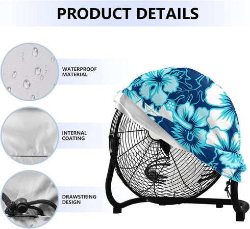 Hawaiian Print Drum Fan Cover, Dust Cover for 18-20" Fan,Waterproof&Dustproof Floor Fan Cover in Heavy Duty Polyester for Outdoor and Indoor...