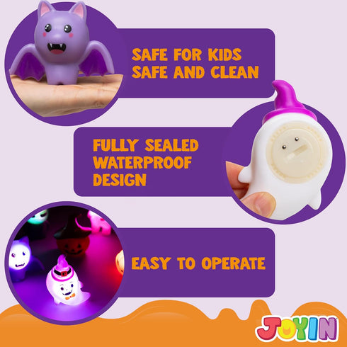 JOYIN 6 Pcs Halloween Light-Up Bath Toys ,Halloween Theme Toys Flashing LED Light Floating Bathtub Toys for Baby,Toddler Water Tub Games Swimming ...