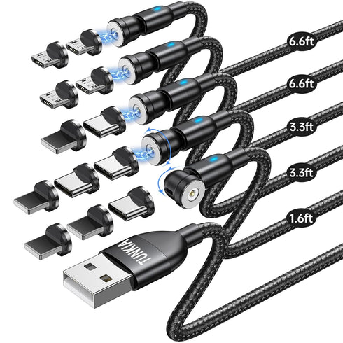Magnetic Charging Cable (5Pack, 1.6/3.3/3.3/6.6/6.6ft)/360°&180° Rotating Magnetic USB C Charging Cable/Magnetic Charger Cable/Magnetic Phone Char...
