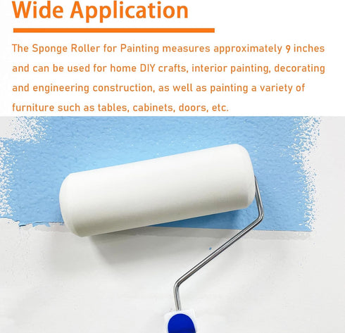 9" Paint Roller Cover, Foam Roller Covers, High Density Foam Paint Rollers, Paint Roller Kit for Painting House, Walls, Ceilings, Doors, Furniture...