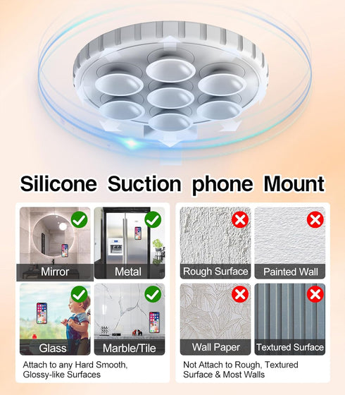 Suction Cup Phone Case Mount, Magnetic Phone Grip Holder with Silicone Loop for iPhone iPhone/Samsung/Google, Hands-Free Cell Phone Holder Mount f...