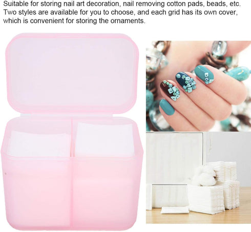 Dioche 2 Grids Nail Storage Box Nail Polish Remover Pad Storage Container Cosmetic Storage Box Organizer Holder Cotton Film Box for Nail Tools, Co...