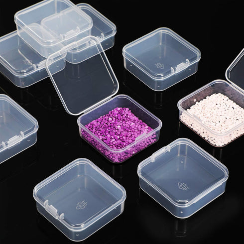 36 Pieces Small Clear Plastic Beads Storage Containers Box with Hinged Lid, Storage Case of Small Items, Crafts, Jewelry, Hardware (2.12 x 2.12 x ...