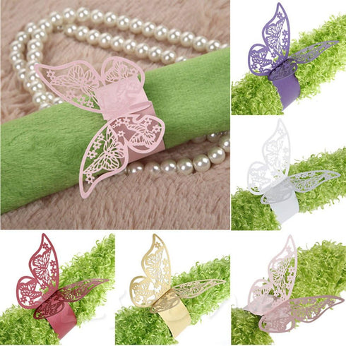 King&Pig 50pcs Laser Cut Butterfly Shape Napkin Rings for Dinners Lunch Tables Home Wedding Birthday Date Anniversray Party Decorations (Gold)...