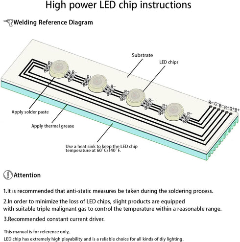 10pcs High Power LED Chip 1W Multicolor Super Bright Light Emitter Components DIY Lighting Project (350mAor700mA/Lighting Colors:Green,Orange,Blue...