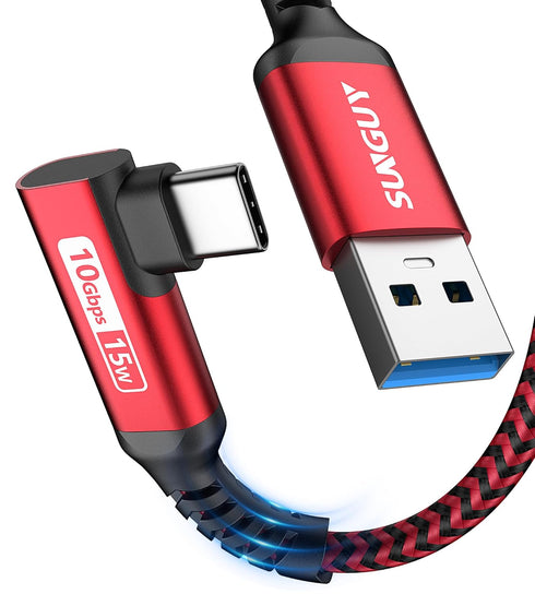 SUNGUY 10Gbps Android Auto USB C Cable 1FT, Right Angle 3A USB C 3.1 Gen 2 Cable, USB C CarPlay Cable, Compatible with iPhone 15/15 Pro Max, Samsu...