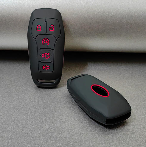 Silicone Rubber Key Fob Cover Compatible with 2013-2018 Ford Edge Explorer F-150 F-250 Super Duty F-350 Super Duty Fusion Mustang Lincoln MKX M3N-...