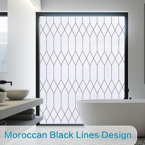 Windimiley Window Privacy Film Stained Glass Frosted Glass Window Clings Moroccan Lattice Decorative Bathroom Door Coverings UV Sun Blocking Heat ...