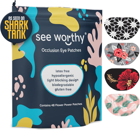 Adhesive Eyepatch for Kids & Adult - As Seen on Shark Tank - Kids Breathable, Comfortable Flower Power Eyepatch for Lazy Eye - Amblyopia & Sensiti...