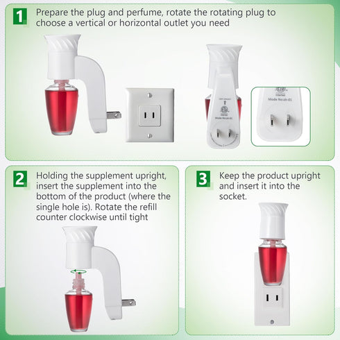 Saillong Wall Fragrance Plug in with Night Light Compatible with Bath and Body Works Wallflower Fragrance, with Rotary Plug Design Essential Oil D...