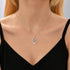 SLOONG Evil Eye Hamsa Hand Necklace Rose Gold 14k Gold Plated Third Eye White Blue Cz Womens Pendant Necklace...