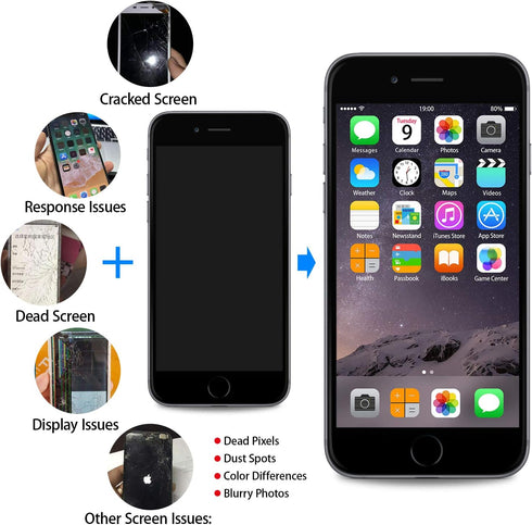 for iPhone 8 Screen Replacement Black Full Assembly 4.7" 3D Touch LCD Display Screen Digitizer for A1863, A1905, A1906 with Front Camera+Earpiece+...