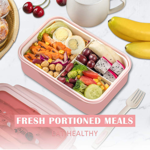 LOVINA Bento Boxes for Adults - 1100 ML Bento Lunch Box For Kids Childrens With Spoon & Fork - Durable for On-the-Go Meal, BPA-Free and Food-Safe ...