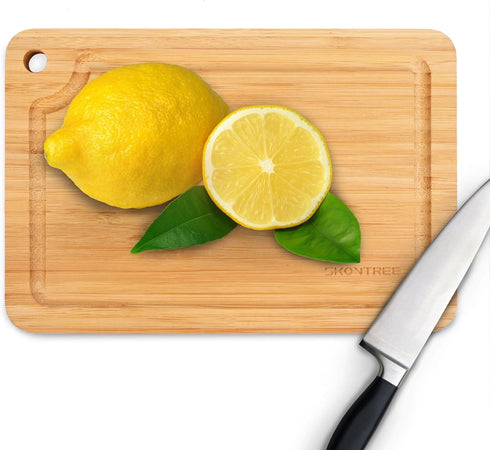 Small Bamboo Cutting Boards for Kitchen, Small Cutting Board with Built-in Handle for Camping Cutting Board, Juice Groove for Fruits Chopping, Min...