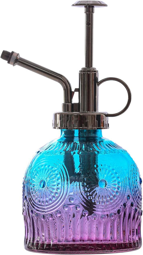 Glass Plant Mister Spray Bottle, 6.3inch Tall Vintage Plant Spritzer Watering Can, Succulent Watering Bottle with Top Pump, Plant Mister Glass Wat...