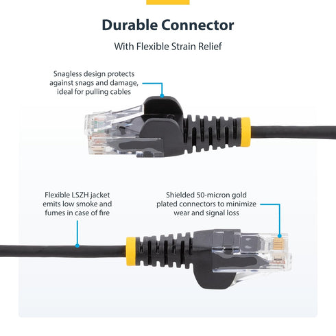 StarTech.com 10 ft CAT6 Cable - Slim CAT6 Patch Cord - Blue Snagless RJ45 Connectors - Gigabit Ethernet Cable - 28 AWG - LSZH (N6PAT10BLS)...