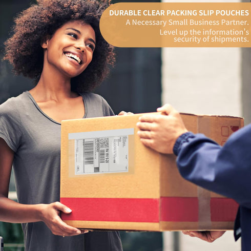 Shipping Label Sleeves 7.5" x 5.5" (50 Packs) BESTIKER Clear Adhesive Packing Slip Pouches, Packing List Envelopes, Shipping Supplies for Small Bu...