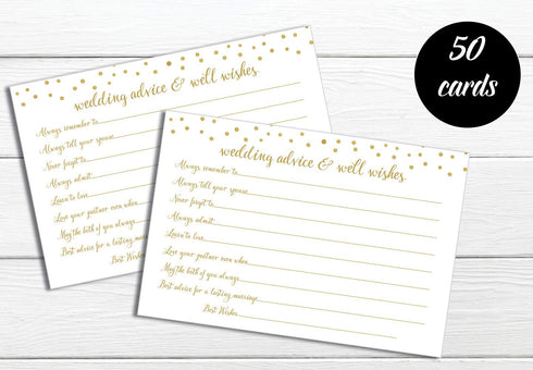 Wedding Advice and Well Wishes - Gold Confetti (50-Cards)...