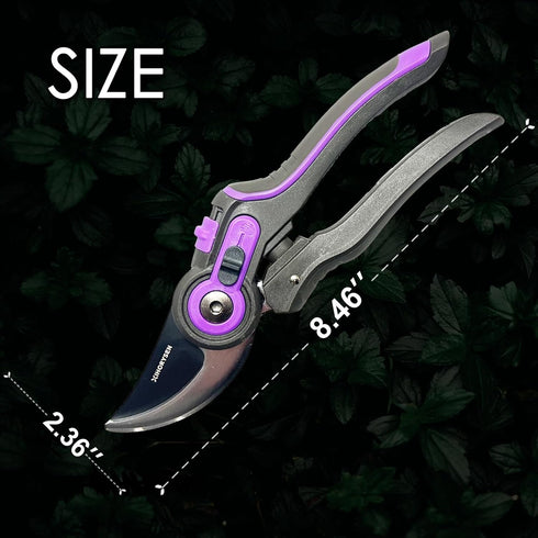 8.46" Bypass Pruning Shears Teflon Coating Blade Hand Size Adjustment Garden Hand Pruner Internal Spring Heavy Duty Anvil Effort-saving Ergonomica...