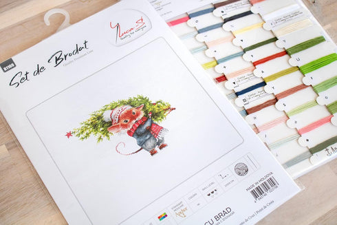 Luca-S Counted Cross Stitch kit Mouse with fir Tree 2215cm...