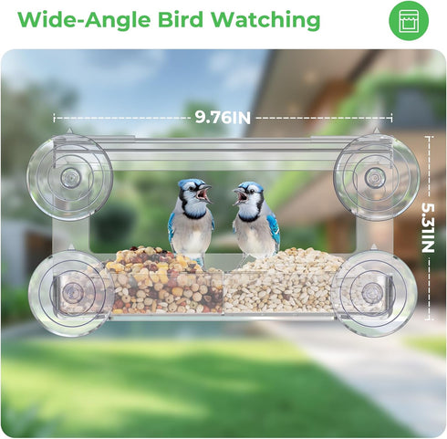 Window Bird Feeder with Strong Suction Cups, Clear Window Bird feeders for Viewing, Bird Feeders for Outdoors Outside, Fits for Cardinals, Finches...