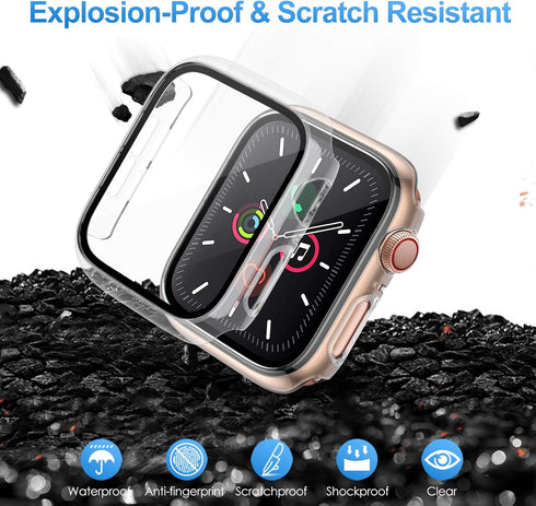 ZEBRE 4-Pack Compatible with Apple Watch 40mm Case, with Built-in HD Clear Ultra-Thin Hard PC Screen Protector Cover Compatible with Apple Watch S...