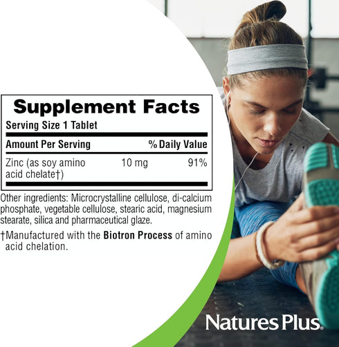NaturesPlus Zinc Tablets - 10 mg, 90 Vegetarian Supplements - Immune System Supplement for Cellular Growth & Repair - Promotes Healthy Digestion, ...