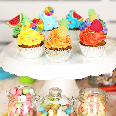 Whaline 4 Pack Fruit Shaped Silicone Mold Pineapple Lemon Watermelon Strawberry Chocolate Candy Baking Mould 3D Summer Fruit Ice Mold for DIY Jell...