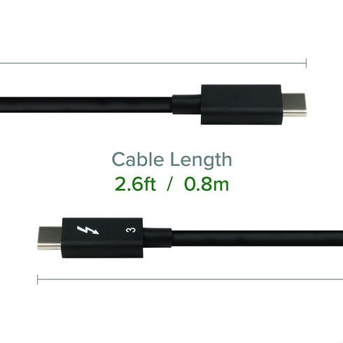 Plugable Thunderbolt 3 Cable 40Gbps Supports 100W (20V, 5A) Charging, 2.6ft / 80cm Thunderbolt-Certified USB C Compatible - Driverless......