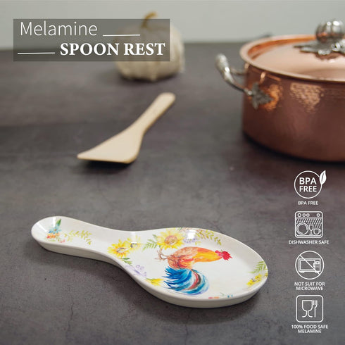 UPware Melamine Spoon Rest Spoon Holder Kitchen Utensil Holders 9.625 Inch for Kitchen Counter Dining Table (Rooster)...