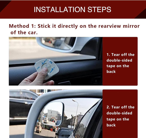 2 PCS Car Blind Spot Mirror, 1.9In x 1.9In HD Convex Frameless Glass PC Vehicle Rearview Mirrors Accessories with 3M Adhesive, Universal Fan-shape...
