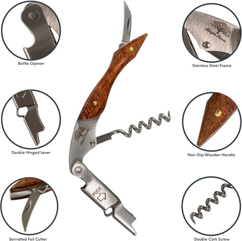 Simple Roots Classic Wine Opener - Best Sellers Classic Corkscrew for Wine Bottles, Manual Durable Bottle Opener for Servers, Bartenders, Cork Scr...