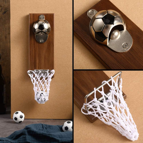 Soccer Bottle Opener with Cap Collector Catcher,Magnetic Refrigerator Paste Bottle Opener?Ideal Gift for Soccer Fans and Beer Lovers, Use as Bar D...