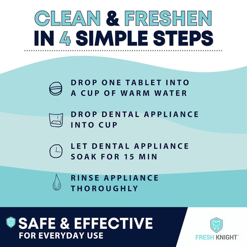 Retainer Cleaner, Denture Cleaner (120 Tablets) Removes Cloudiness, Brightens and Freshens Clear Aligners, Retainers, Night Guards, Mouth Guards, ...