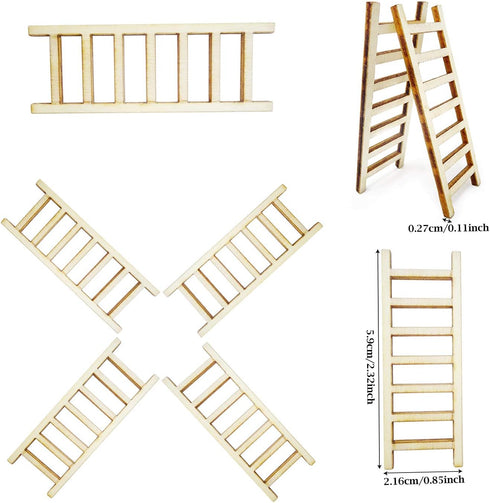 Honbay 20PCS Wooden Mini Ladders Fairy Garden Accessories for Dollhouse Decor...