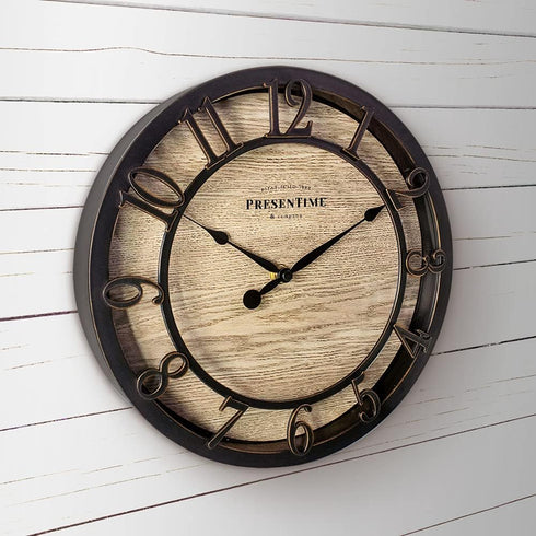 Presentime & Co 10" Farmhouse Series Wall Clock, Cottage Style, Vintage Design, Oil Rubbed Bronze...