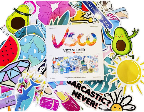 Stickers for Hydroflasks, VSCO Girls Stuff, Waterproof Cute Trendy Stickers for Water Bottle, Laptop, Phone Case, Skateboard, Travel, Durable Viny...