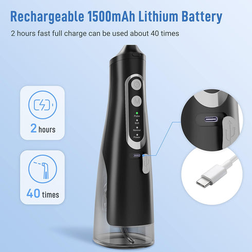 Cordless Water Flosser Teeth Cleaner Dental Oral Irrigator Picks Portable and Rechargeable 310ml Water Tank IPX7 Water Proof for Home and Travel I...