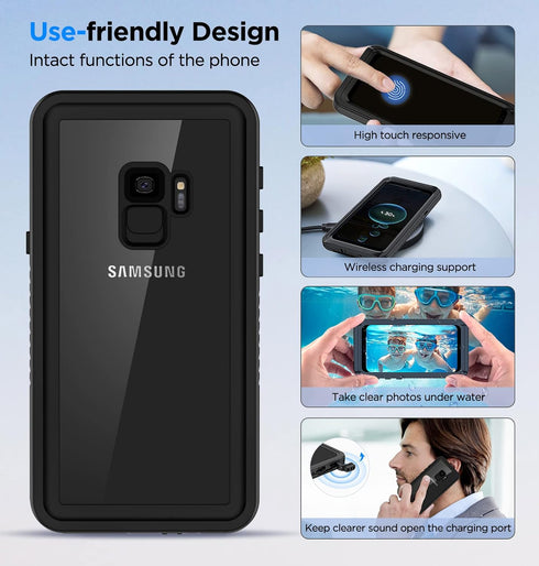 Samsung Galaxy S9 Case, S9 Waterproof Dustproof Dropproof Case with Built-in Screen Protector, 5.8 inch 360°Full Body Heavy Duty Protective Case C...