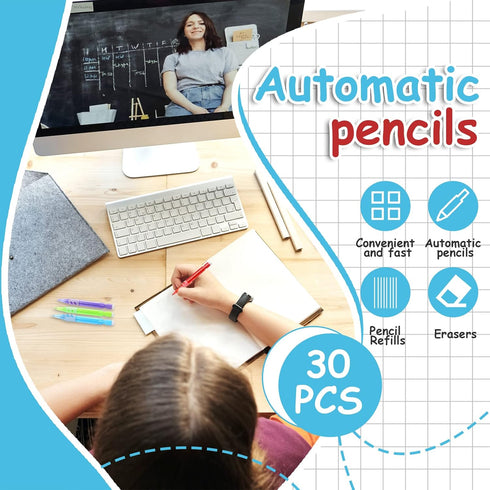 Assorted Mini Mechanical Pencils 0.7 mm Automatic Mechanical Pencils with Mini Erasers Mini Pencil Stationery Supplies for Home, Office, School Su...