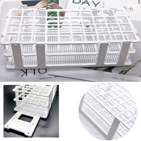 Plastic Test Tube Rack 2 Pack White 40 Holes Lab Test Tube Rack Holder for 21mm and Below The Test Tubes, Detachable, White...