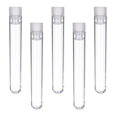 Hicarer 50 Pieces Clear Plastic Test Tubes 12 by 75 mm with Push Caps, 5 ml...