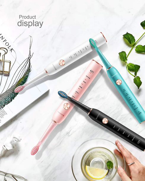 Electric Toothbrush for Adults, 5 Modes, 38,000 VPM Rechargeable, Dupont Brush Heads, Travel-Friendly, 1 Handle, Pink...
