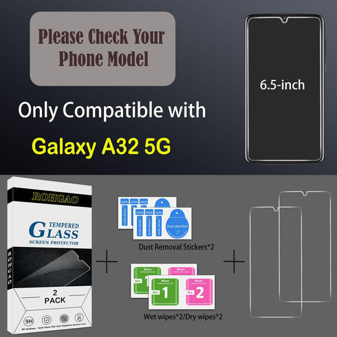 2 Pack Designed for Samsung Galaxy A32 5G Tempered Glass Screen Protector, Easy to Install, 9H Hardness, Bubble Free, Case Friendly......